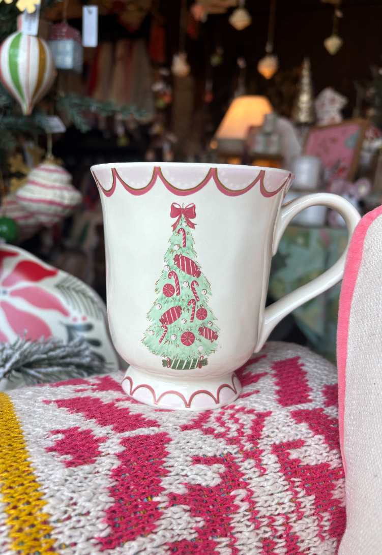 Stoneware Mug w Christmas Tree, 4 Styles