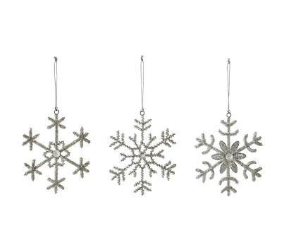 Glass Bead and Jewel Snowflake Ornament, 3 Styles