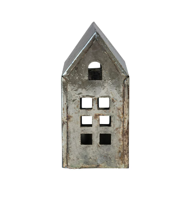 Square Windows Metal House, Antique Pewter Finish