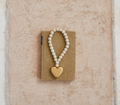 Wood Bead Garland w/ Heart