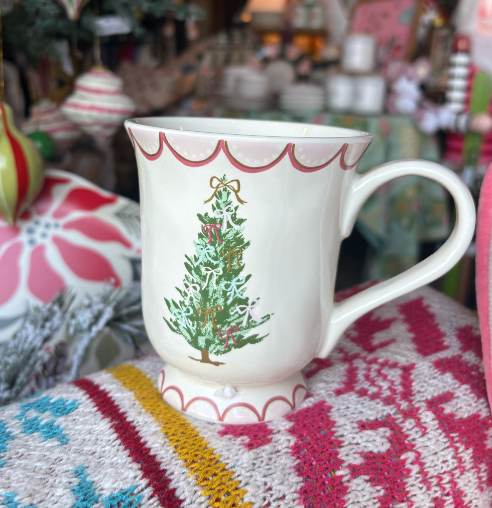 Stoneware Mug w Christmas Tree, 4 Styles