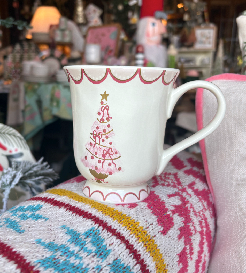 Stoneware Mug w Christmas Tree, 4 Styles