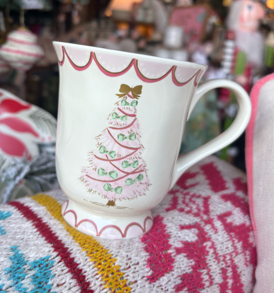 Stoneware Mug w Christmas Tree, 4 Styles