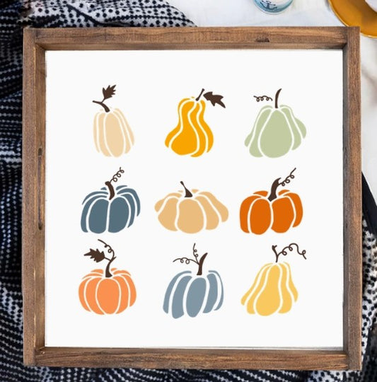 Muted Pastel Pumpkins Wooden Serving Tray