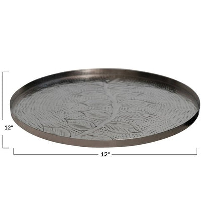 12" Round Embossed Metal Tray