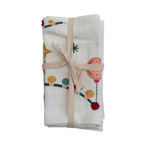 18" Square Cotton Slub Printed Tea Towels, 4 Styles