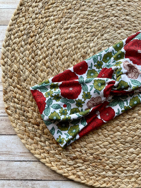 Retro Christmas Florals Knit Twist Headband