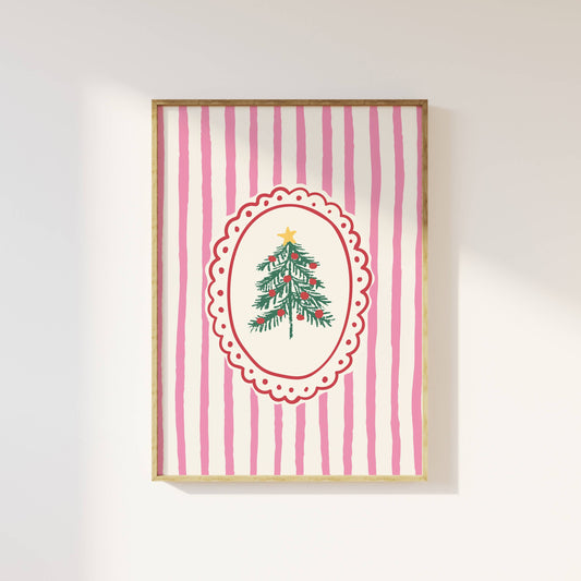 Frame Christmas Tree Pink Print