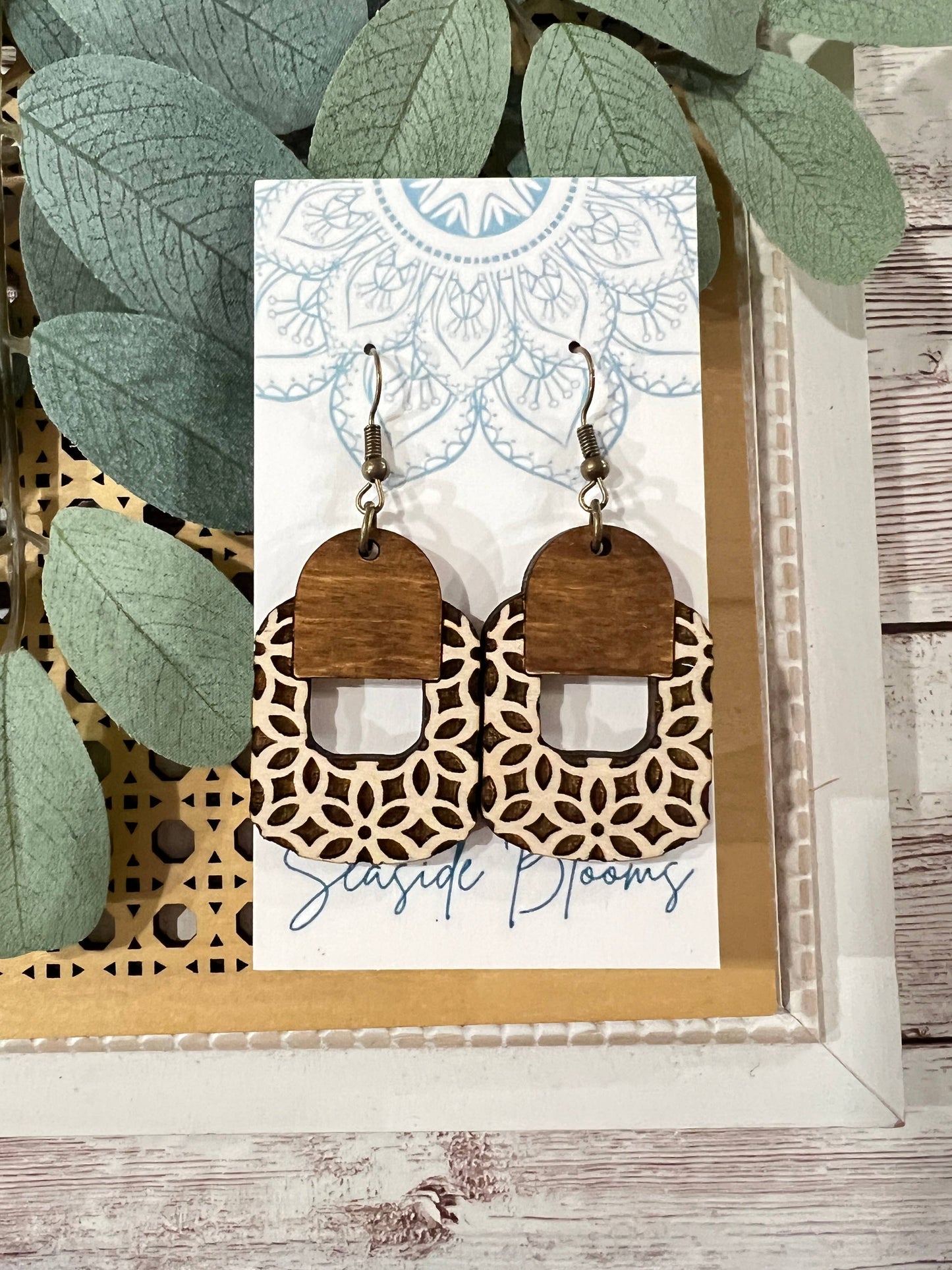 Boho Maple Wood Hand Painted Lightweight Maple Wood Earrings