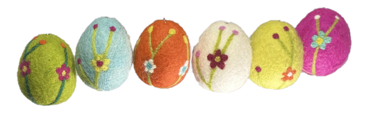 Easter Egg Felted Wool Ornaments, Jewel Tones