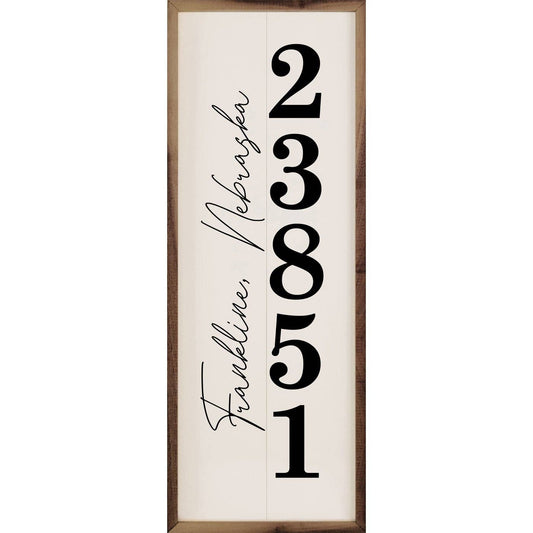 Personalized Zip City State Vertical Artwork