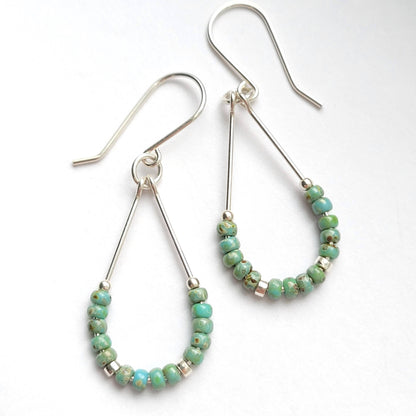 Sterling Silver Hoops with Turquoise Beads