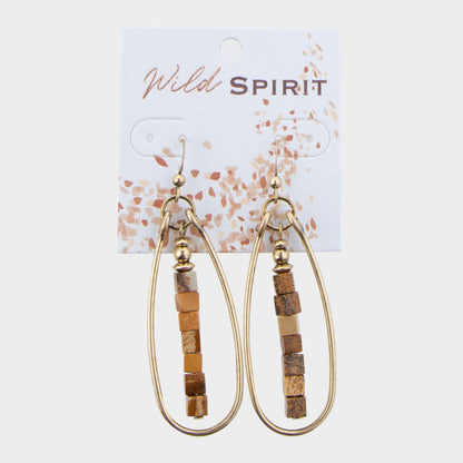 Wild Spirit Picture Jasper Frame Teardrop Earrings