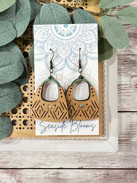 Boho Maple Wood Hand Painted Earrings