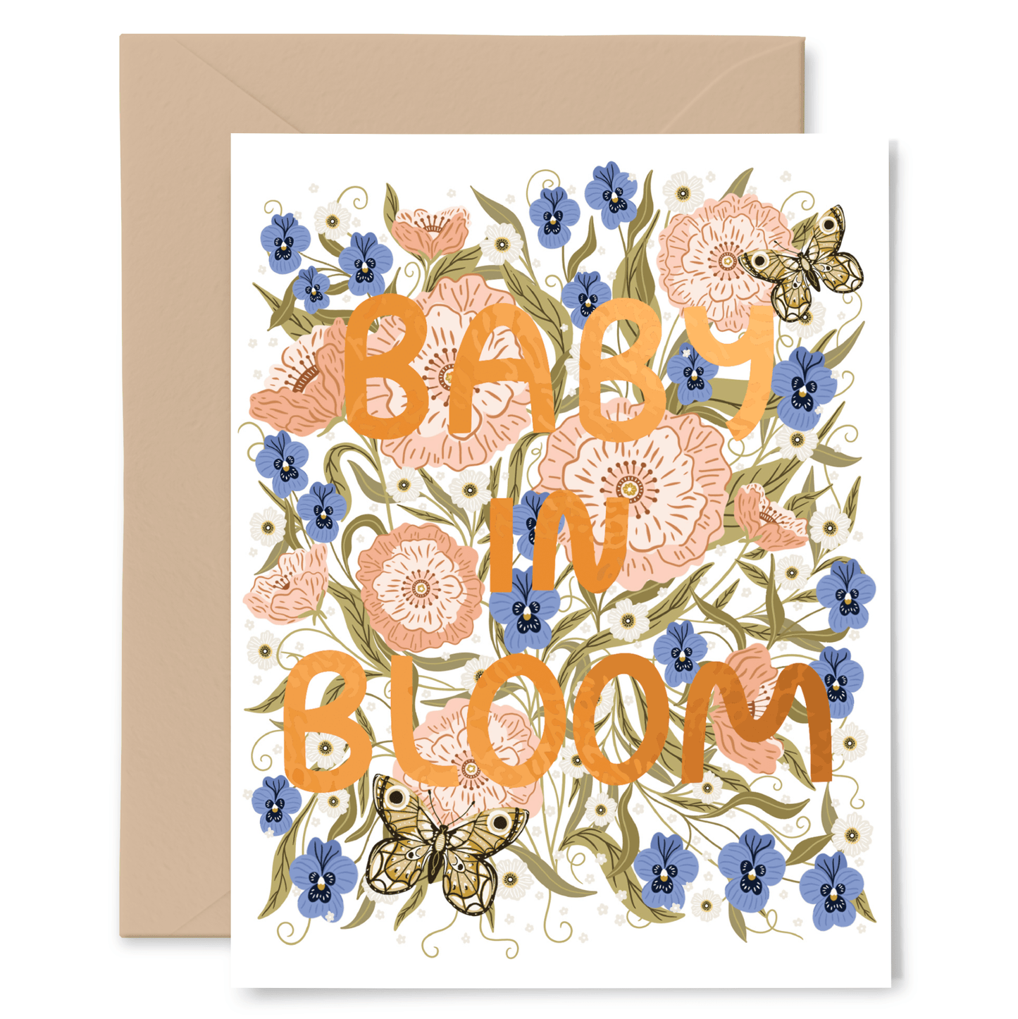 Baby in Bloom Congratulations Greeting Card - Copper Foil - La Vie Est Belle