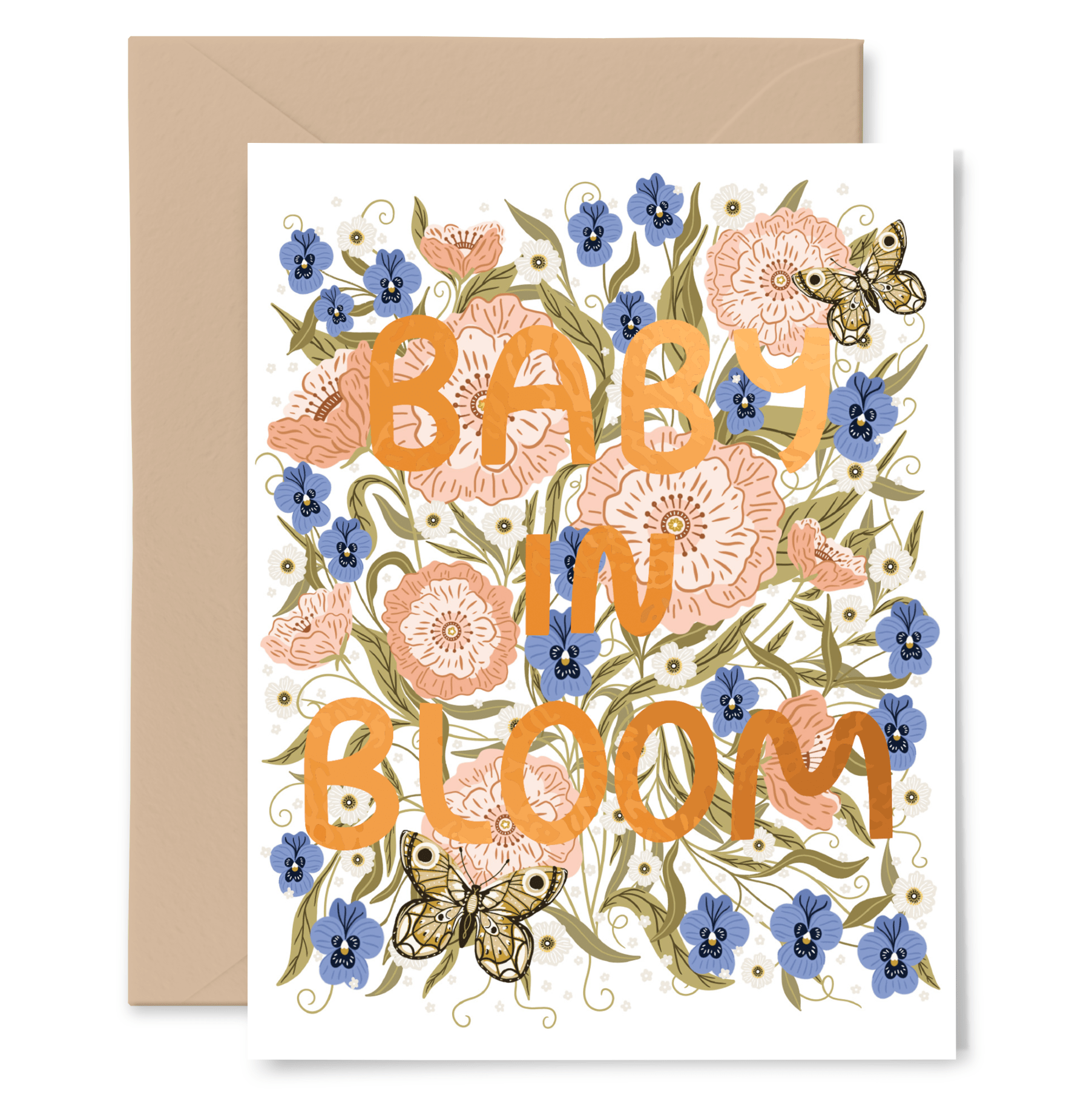 Baby in Bloom Congratulations Greeting Card - Copper Foil - La Vie Est Belle