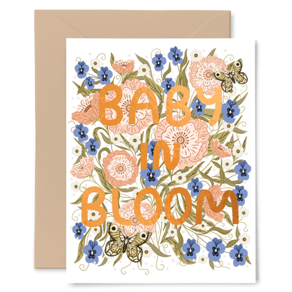 Baby in Bloom Congratulations Greeting Card - Copper Foil - La Vie Est Belle