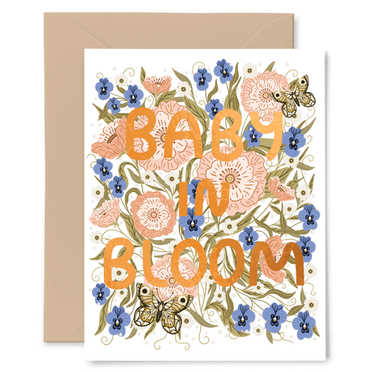 Baby in Bloom Congratulations Greeting Card - Copper Foil - La Vie Est Belle
