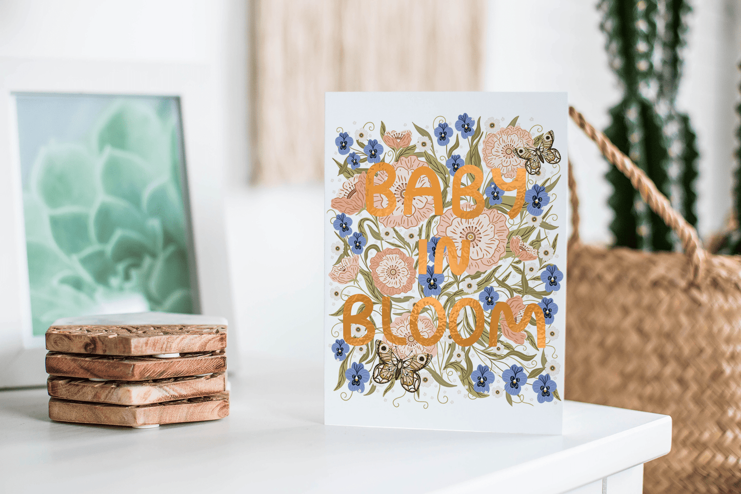 Baby in Bloom Congratulations Greeting Card - Copper Foil - La Vie Est Belle