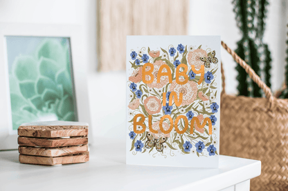 Baby in Bloom Congratulations Greeting Card - Copper Foil - La Vie Est Belle