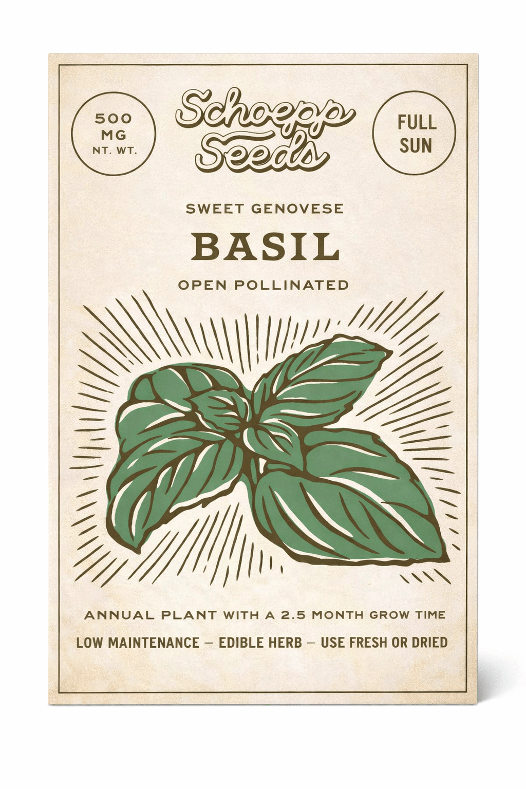 Basil Heirloom Seed Packet, Genovese Sweet Herb - La Vie Est Belle