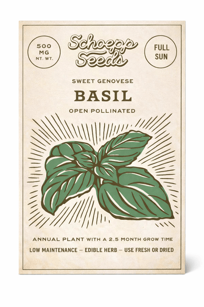 Basil Heirloom Seed Packet, Genovese Sweet Herb - La Vie Est Belle