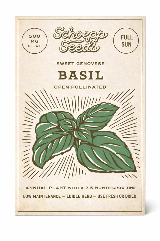 Basil Heirloom Seed Packet, Genovese Sweet Herb - La Vie Est Belle