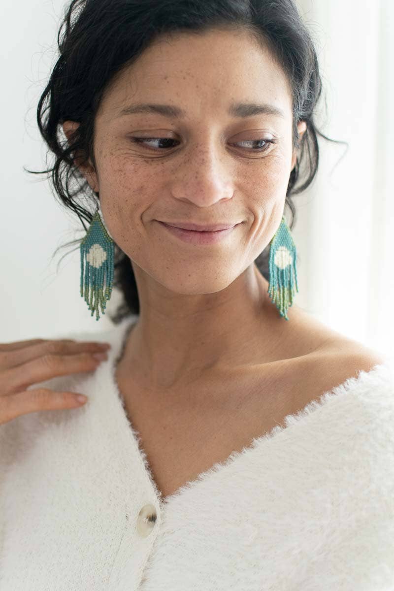 Beaded Fringe Earrings in Esfera - La Vie Est Belle