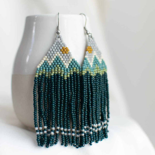 Beaded Fringe Earrings in Montaña - La Vie Est Belle