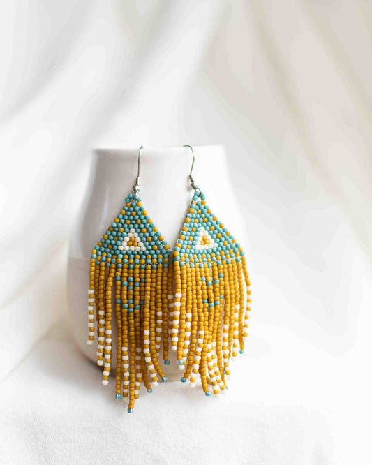 Beaded Fringe Earrings in Prado - La Vie Est Belle