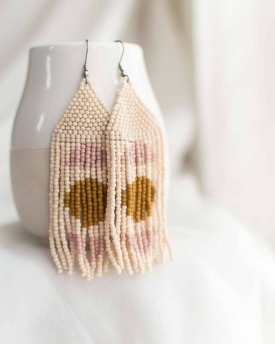 Beaded Fringe Earrings in Sol - La Vie Est Belle