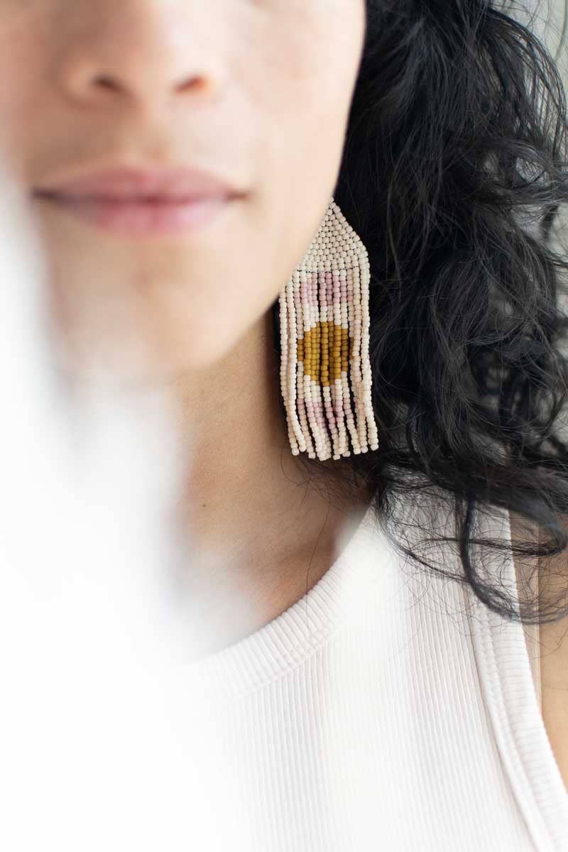 Beaded Fringe Earrings in Sol - La Vie Est Belle