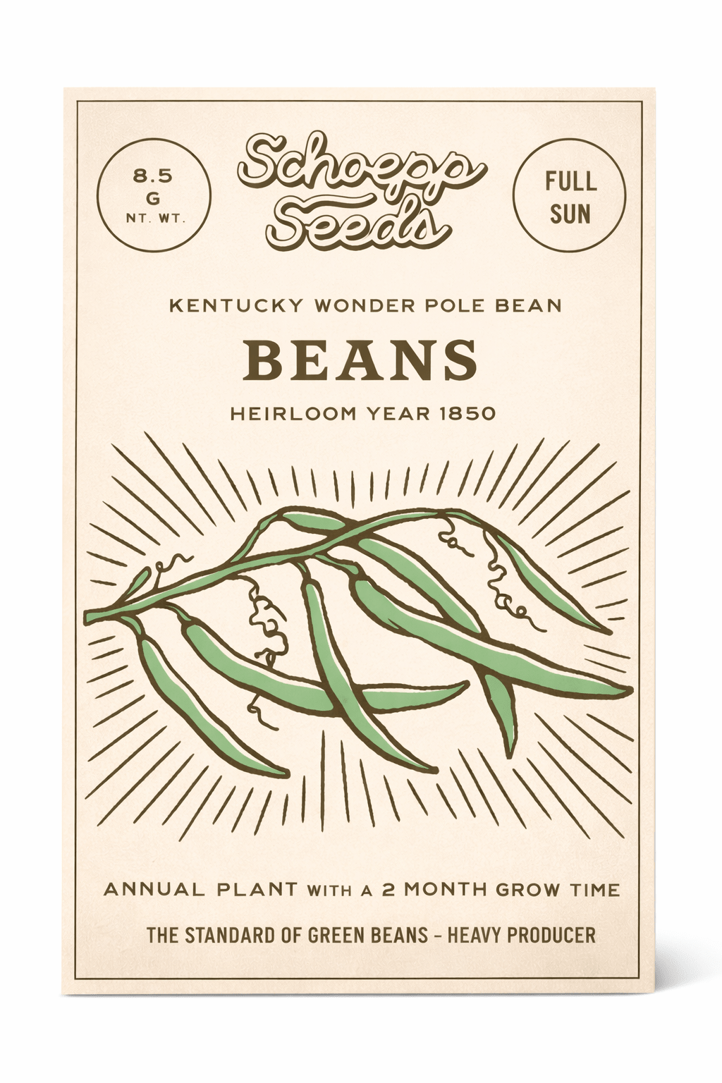 Beans, Kentucky Wonder Pole Bean Heirloom Seed Packet - La Vie Est Belle