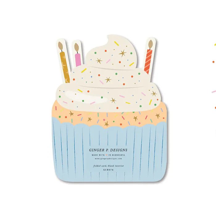 Birthday Cupcake die-cut folded Greeting Card - La Vie Est Belle