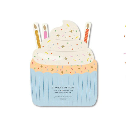 Birthday Cupcake die-cut folded Greeting Card - La Vie Est Belle