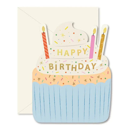 Birthday Cupcake die-cut folded Greeting Card - La Vie Est Belle