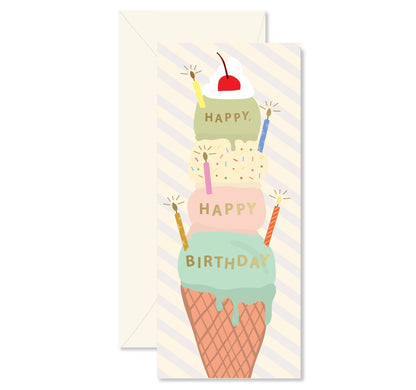 Birthday Ice Cream Cone folded Greeting Card - La Vie Est Belle