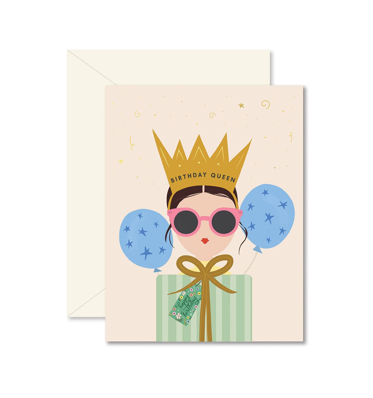 Birthday Queen Brunette Greeting Card - La Vie Est Belle