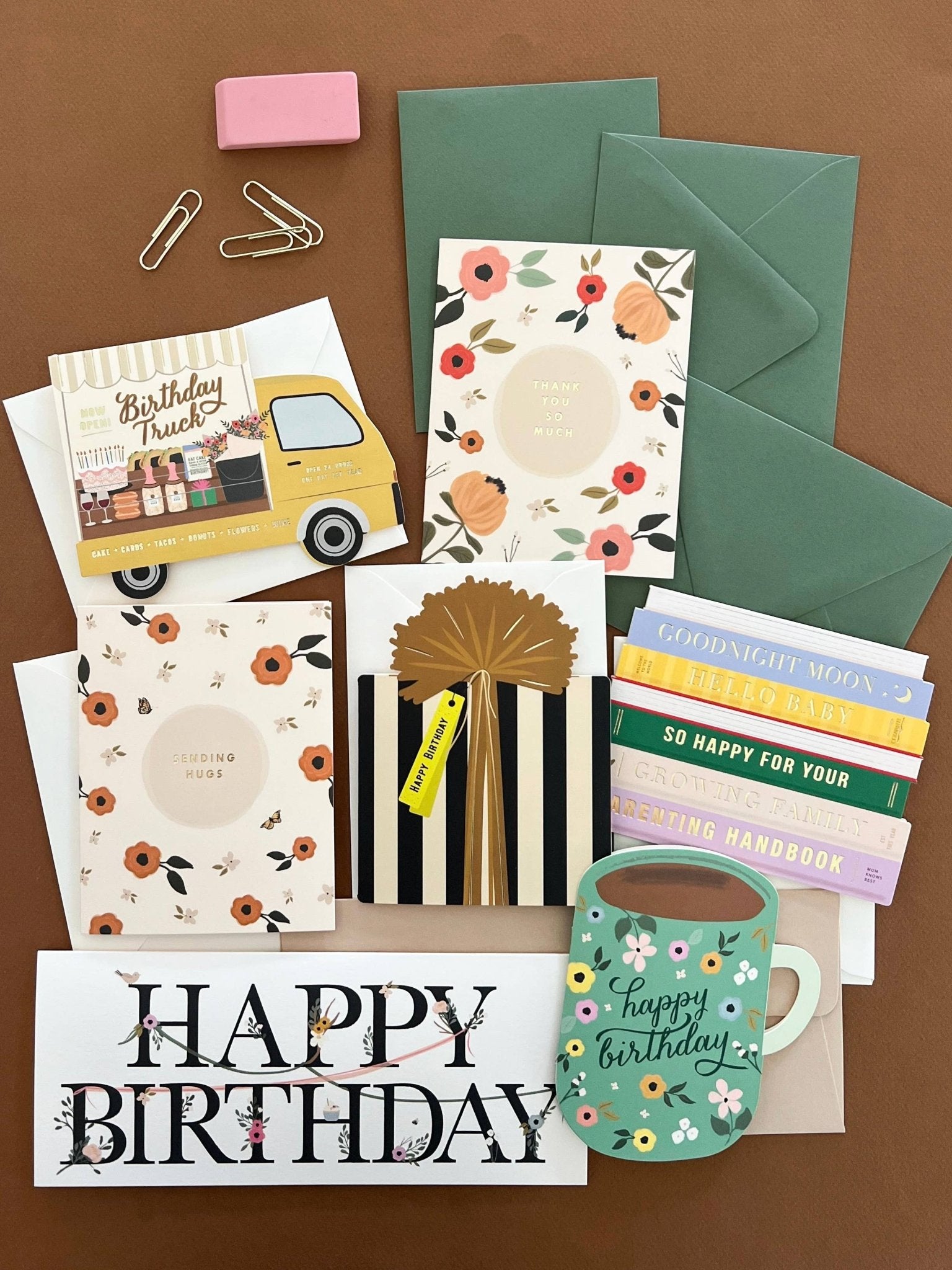 Birthday Truck die - cut folded Greeting Card - La Vie Est Belle
