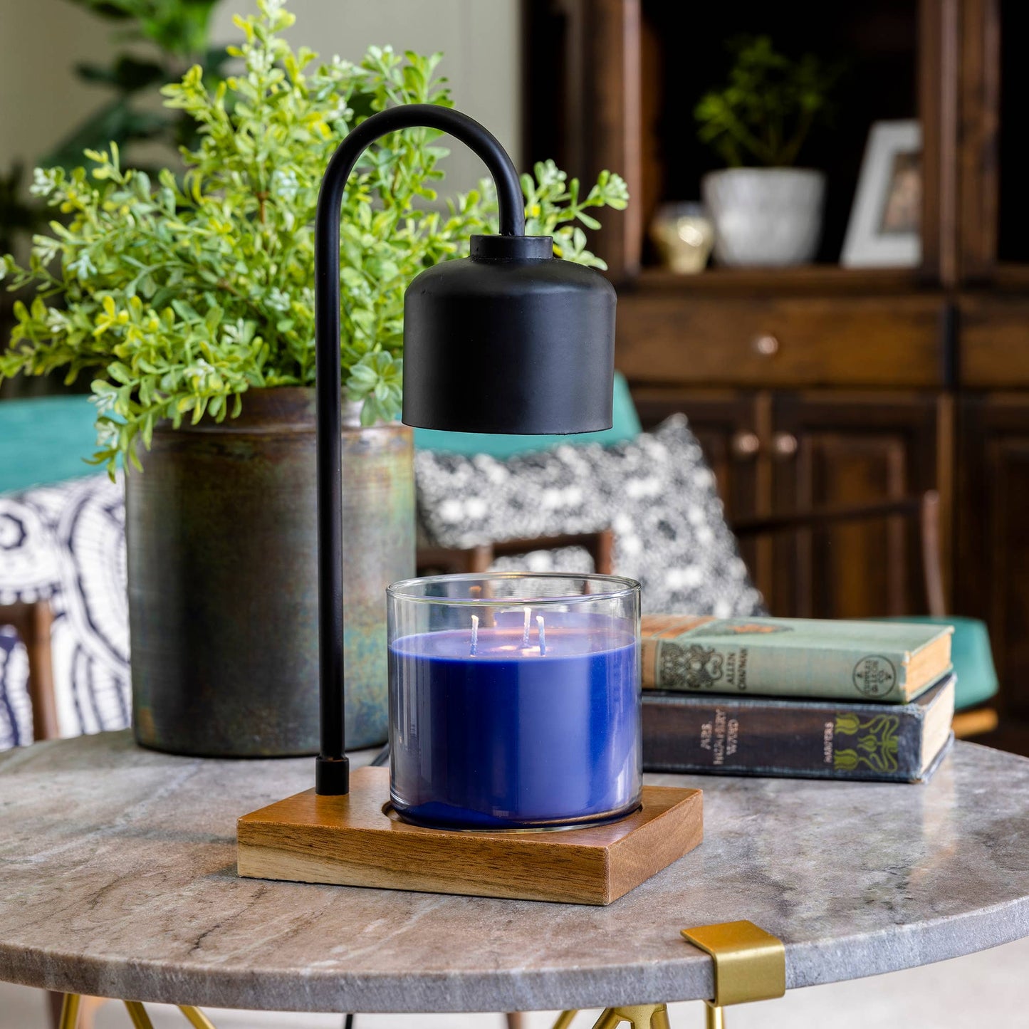 Black & Wood Arched Candle Warmer Lamp - La Vie Est Belle
