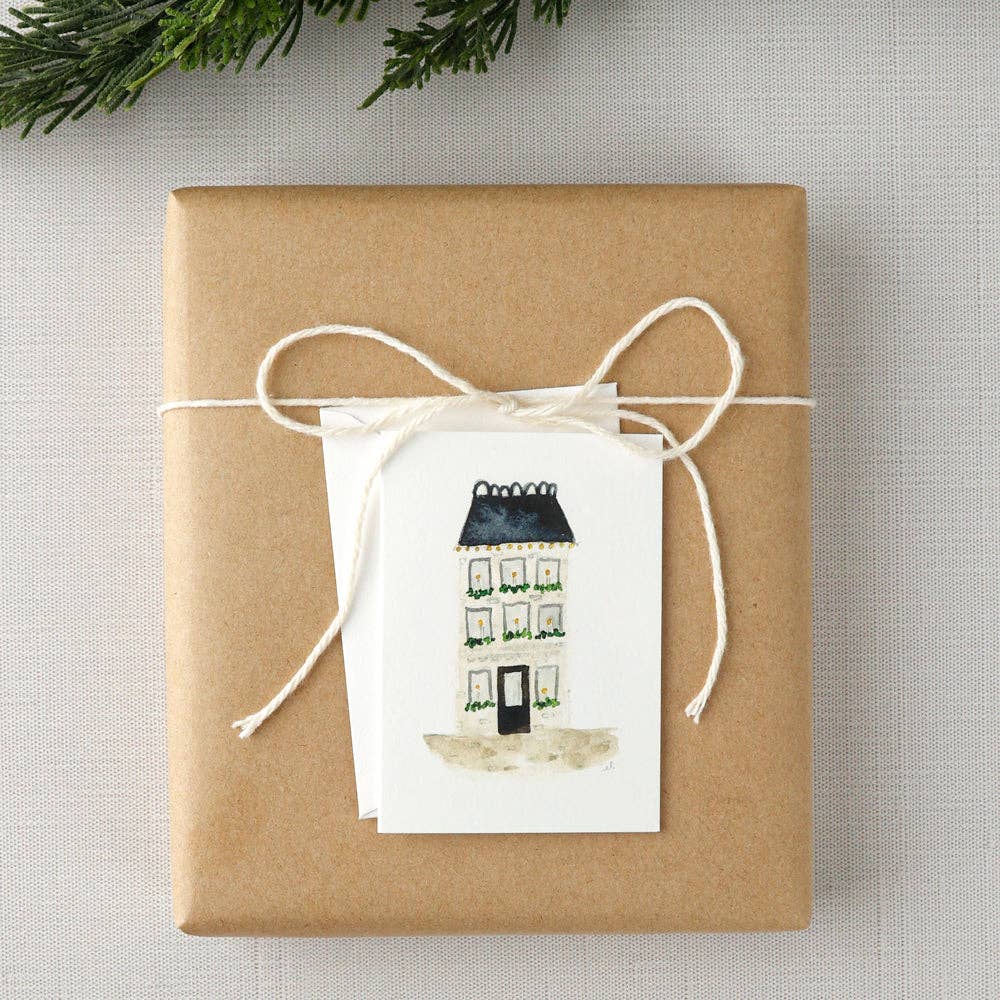 Blue roof house mini notecard - La Vie Est Belle