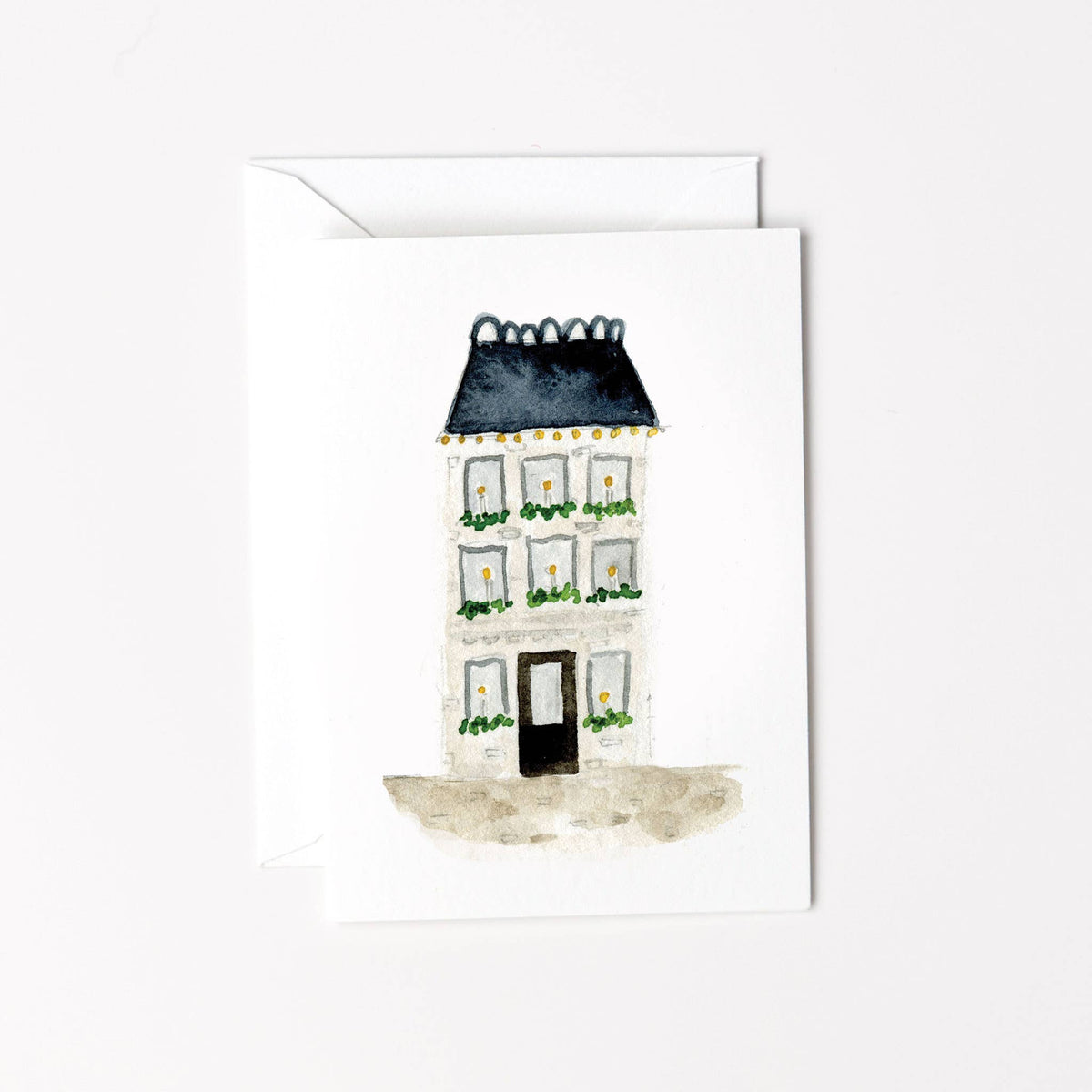 Blue roof house mini notecard - La Vie Est Belle