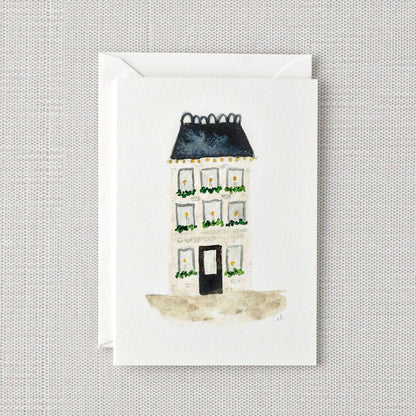Blue roof house mini notecard - La Vie Est Belle