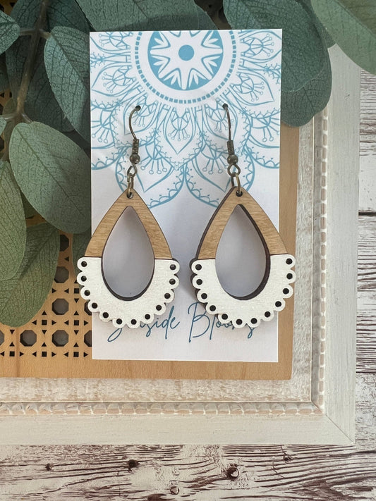 Boho Hand Painted Lightweight Maple Wood Earrings  - La Vie Est Belle