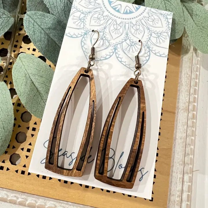 Boho Maple Wood Hand Painted Lightweight Maple Wood Earring - La Vie Est Belle