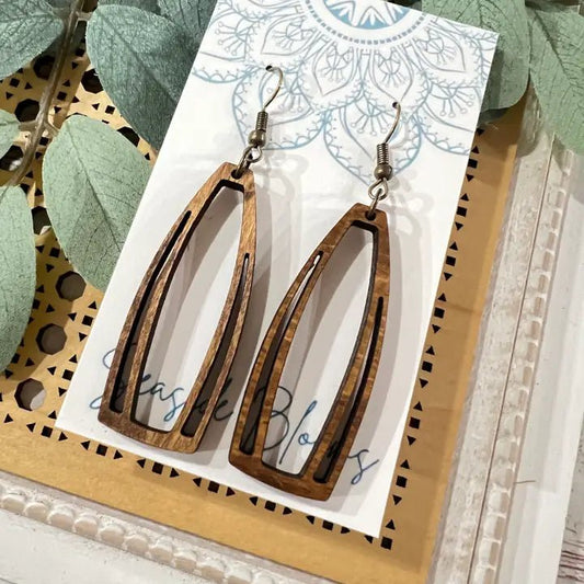 Boho Maple Wood Hand Painted Lightweight Maple Wood Earring - La Vie Est Belle