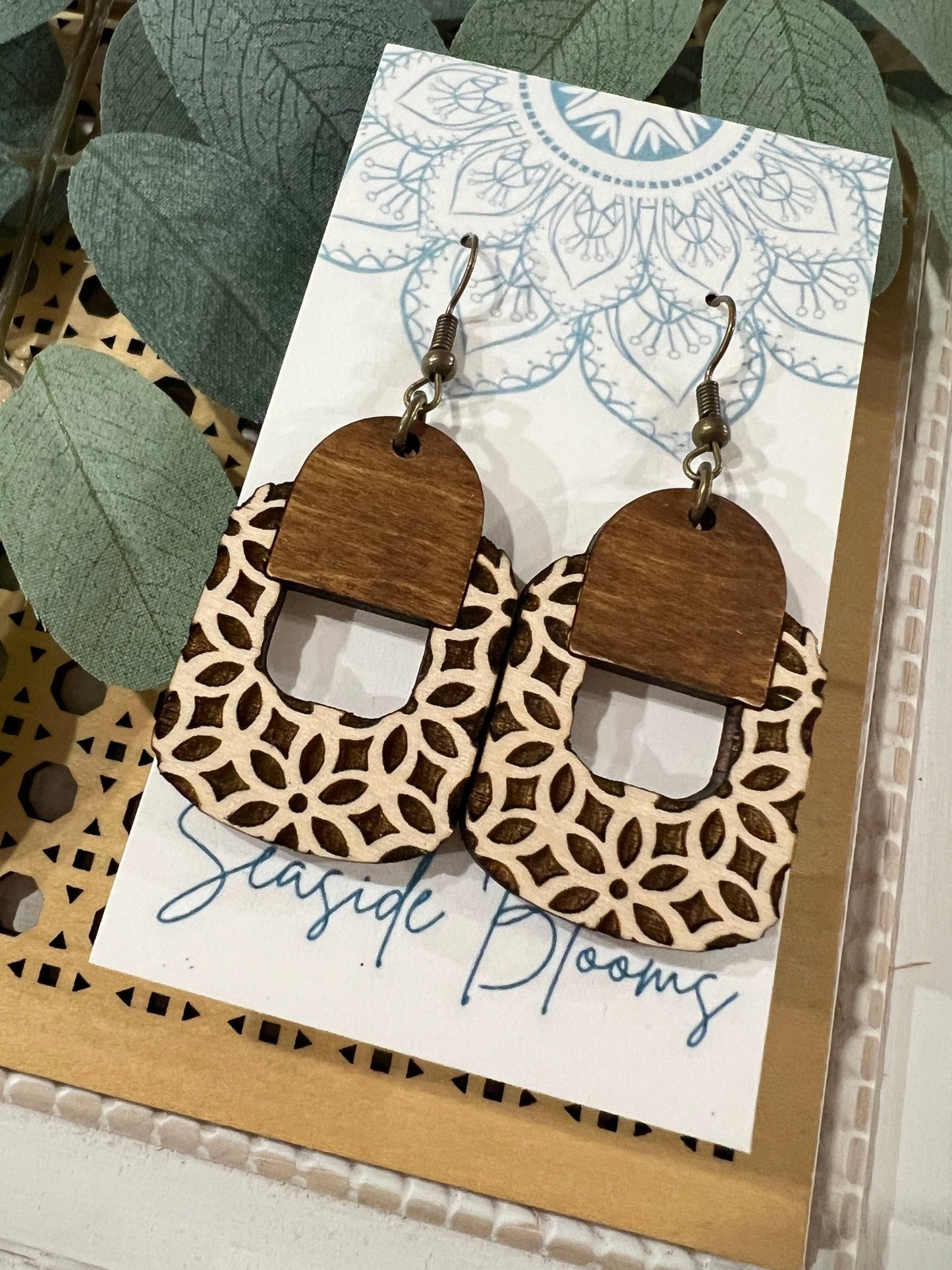 Boho Maple Wood Hand Painted Lightweight Maple Wood Earrings - La Vie Est Belle