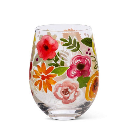 Bold Floral Wine Glass (14oz) - La Vie Est Belle