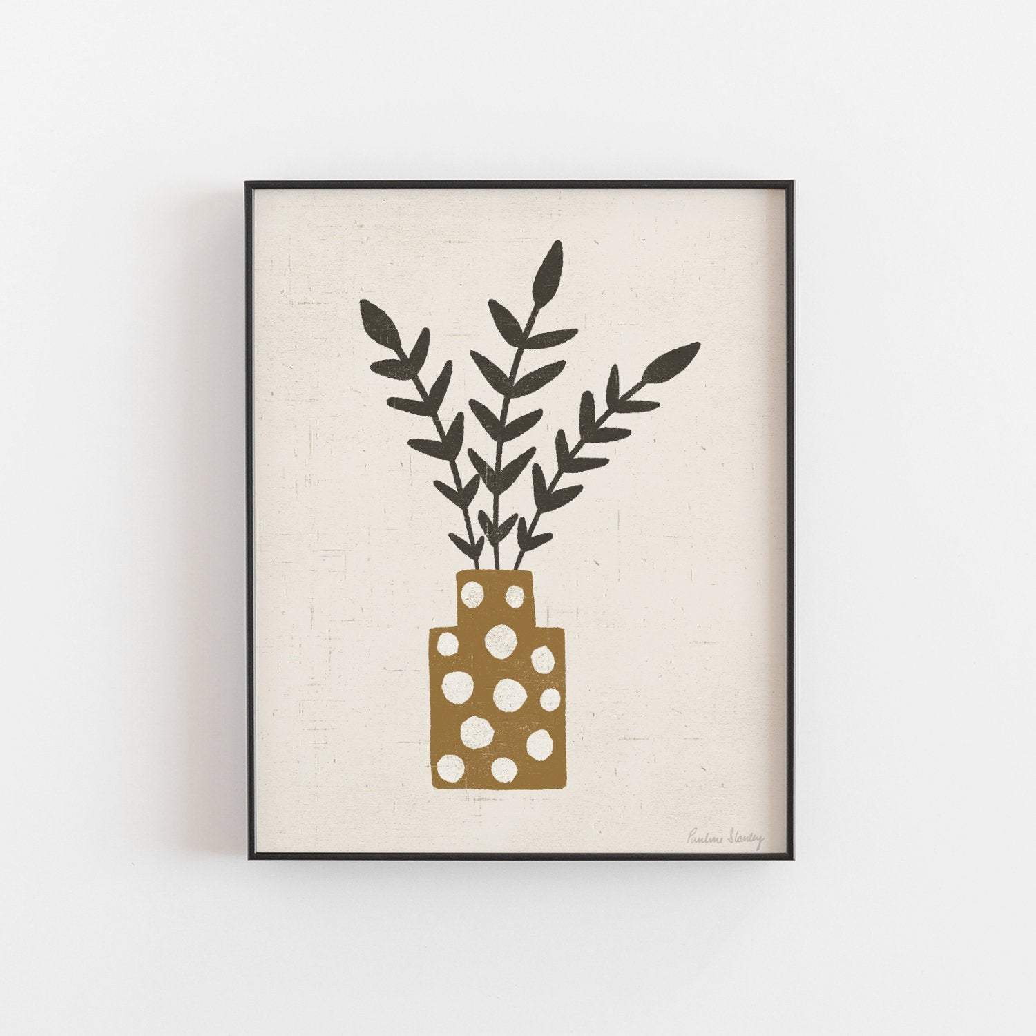 Branches Dotted Terracotta Vase Wall Art Print - La Vie Est Belle