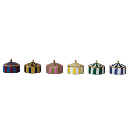 Brass & Resin Striped Box, 6 Colors - La Vie Est Belle